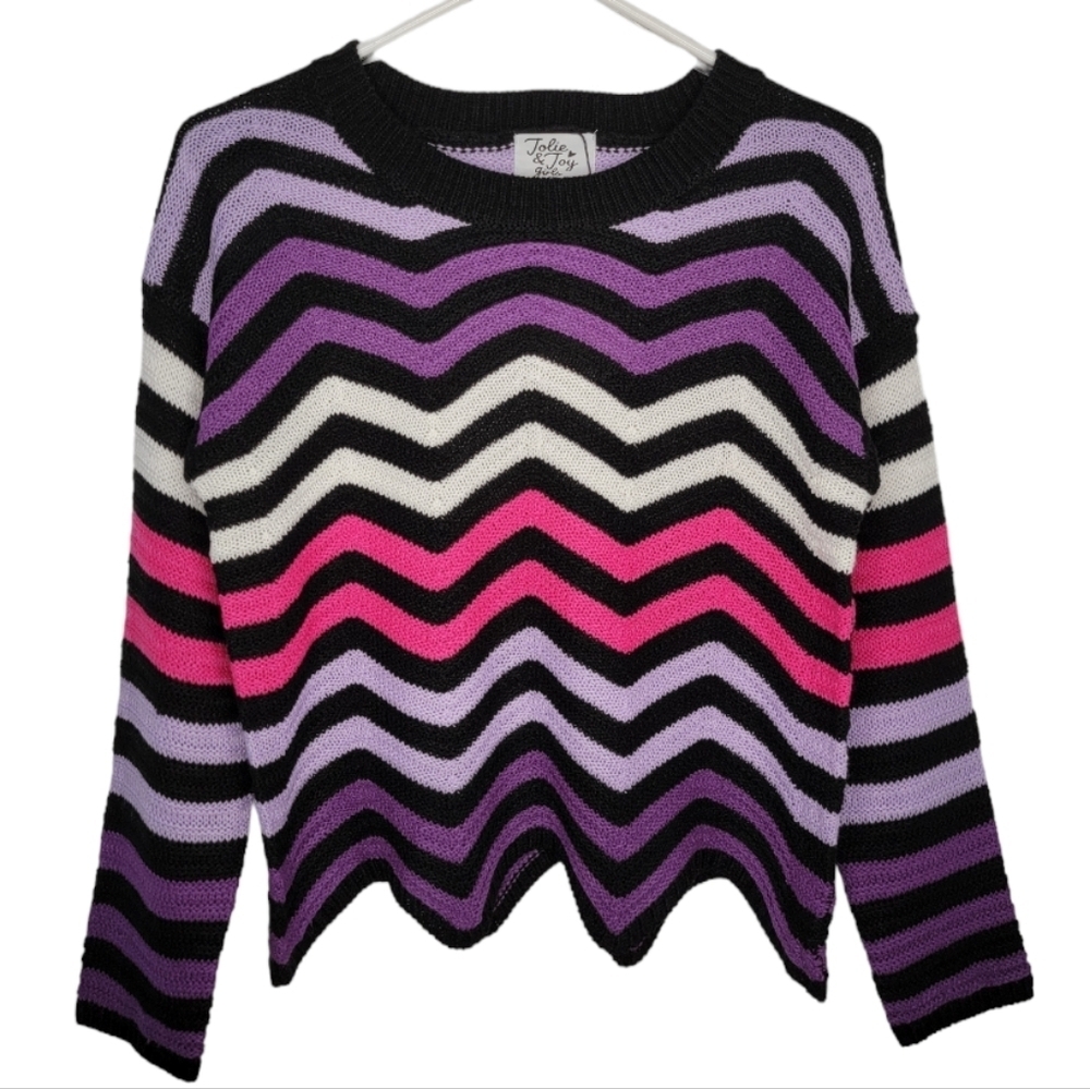 Jolie & Joy Girls by FCT Zig Zag Striped Knit Sweater
